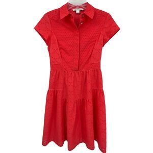 Diane von‎ Furstenberg Sklyar Eyelet Cotton Silk Blend Coral Summer Dress Sz 2